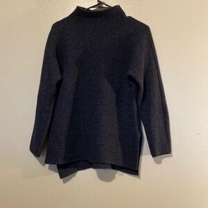 Benedetta B. Merino wool cashmere blend blue ribbed slit sides cozy sweater M